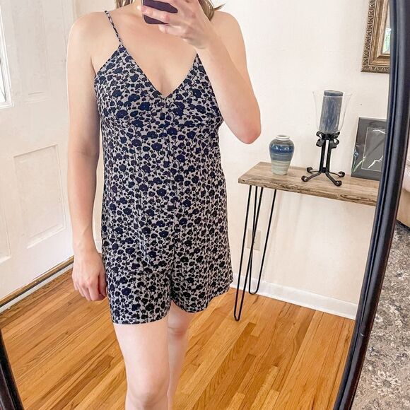 Norma Kamali Floral Stretch Jersey Playsuit Romper M - Picture 1 of 8